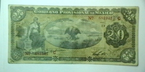 Mexican.rev 1914 20 Pesos Gobierno Prov cat 1112  Banknote
