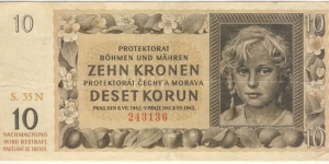 10 Kronen/Korun(Protectorate of Bohemia and Moravia 1942) Banknote