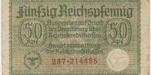 50 Reichspfennig/german occupied territory(Third Reich 1939-1945)  Banknote