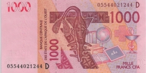 1000 Francs , The Central Bank of West African States is a central bank serving the eight west African countries (BCEAO) Serial D Mali  Banknote