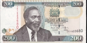 Kenya Shillings 200
Kenyatta portrait, Cotton  farmers. Bulk orders available
 Banknote