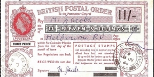 B.F.P.O. 254 1962 11 Shillings postal order.

Extremely rare unknown British Field Post Office issue. Banknote