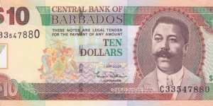 Barbados P68 (10 dollars 1/5-2007) Banknote