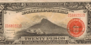 PI-85b RARE Philippine 20 Peso U.S. War Department note in series. 2-3 Banknote