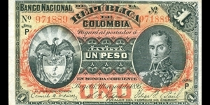 Colombia 1 Peso, 04/03/1895, P234 Banknote