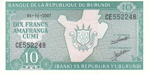 Burundi 10 Francs. Banknote for SELL. SELL PRICE IS: $0.5 Banknote