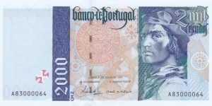 Portugal P189c (2000 escudos 31/7-1997) Banknote
