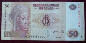 Banque Centrale du Congo |
50 Francs |

Obverse: Tshokwe mask 