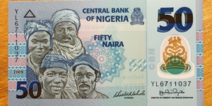 Central Bank of Nigeria |
50 Náírà/Naịra |

Obverse: Nigerians, varied citizenry |
Reverse: Fishermen with big catch |
Window: Central Bank of Nigeria logo Banknote