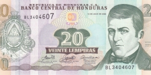 Honduras P93b (20 lempiras 2006) Banknote