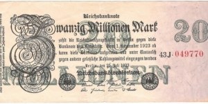 20.000.000 Mark(Weimar Republic 1923)  Banknote