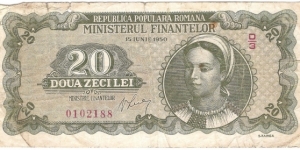 20 Lei(People's Republic of Romania 1950)  Banknote