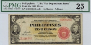 p83b 1936 5 Peso Treasury Certificate 
