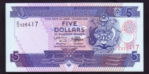 Solomon Islands 1997 P-19 5 Dollars Banknote