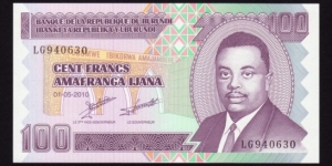 Burundi 2010 P-NEW 100 Francs Banknote