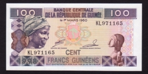 Guinea 1998 P-35 100 Francs Banknote