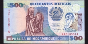 Mozambique 1991 P-134 500 Meticais Banknote