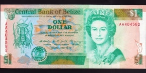 Belize 1990 P-51 1 Dollar Banknote