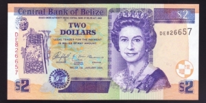 Belize 2005 P-66b 2 Dollars Banknote