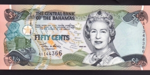 Bahamas 2001 P-68 50 Cents Banknote