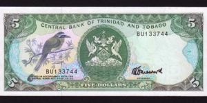 Trinidad & Tobago 1985 P-37c 5 Dollars Banknote