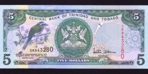 Trinidad & Tobago 2002 P-42a 5 Dollars Banknote