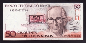 Brazil 1990 P-223 50 Cruzeiros  Banknote