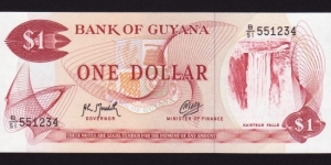 Guyana 1992 P-21g(S9) 1 Dollar Banknote