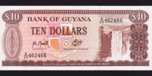 Guyana 1992 P-23f 10 Dollars Banknote