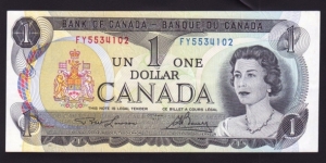 Canada 1973 P-85a 1 Dollar Banknote