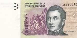 Argentina P353 (5 pesos ND 2003) Banknote