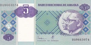 Angola P144 (5 kwanzas Oct-1999) Banknote