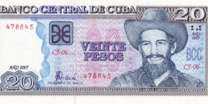 Cuba P121Ad (20 pesos 2007) Banknote