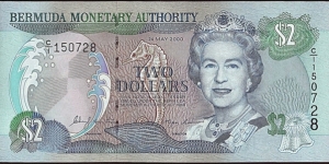 Bermuda 2000 2 Dollars. Banknote