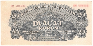 20 Korun(Czechoslovakia-Soviet Union occupation 1944) Banknote