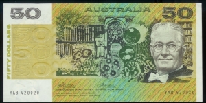 1974 Fifty Dollar note gEF. This serial YAB is the second prefix after YAA.  Banknote