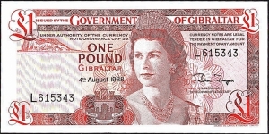 Gibraltar 1988 1 Pound. Banknote