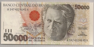 Brazil 50000 Cruzeiros 1992 P234. Banknote