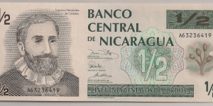 Nicaragua half Cordoba 1991 P171. Banknote