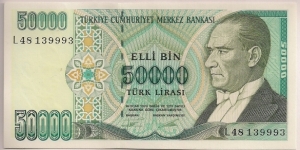 Turkey 50000 Lira 1995 P204. Banknote