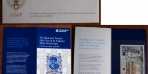 5 Pounds. The Royal and Ancient Golf Club of St Andrews 250th Anniversary. Banknote