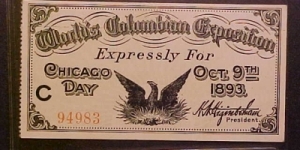 Ticket to the World's Columbian Exposition in Chicago! Banknote
