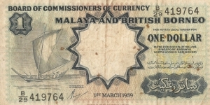 Malaya and British Borneo
1 Dollar Banknote
