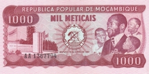 Mozambique P128 (1000 meticais 1980) Banknote