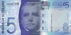 Scotland PNew (5 pounds 17/9-2007) Bank of Scotland Banknote