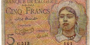 5 Francs__pk# 94__08.02.1944 Banknote