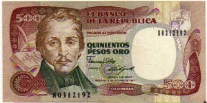 500 Pesos Oro__pk# 431__12.10.1987 Banknote