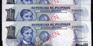 The 1969 issue is referred to as the Pilipino Issue.These are specimens generated by the bank for bank customers. Banknote