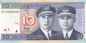 Lithuania P68 (10 litu 2007) Banknote