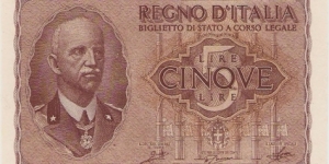 5 Lire 'Impero', fascist regime  Banknote
